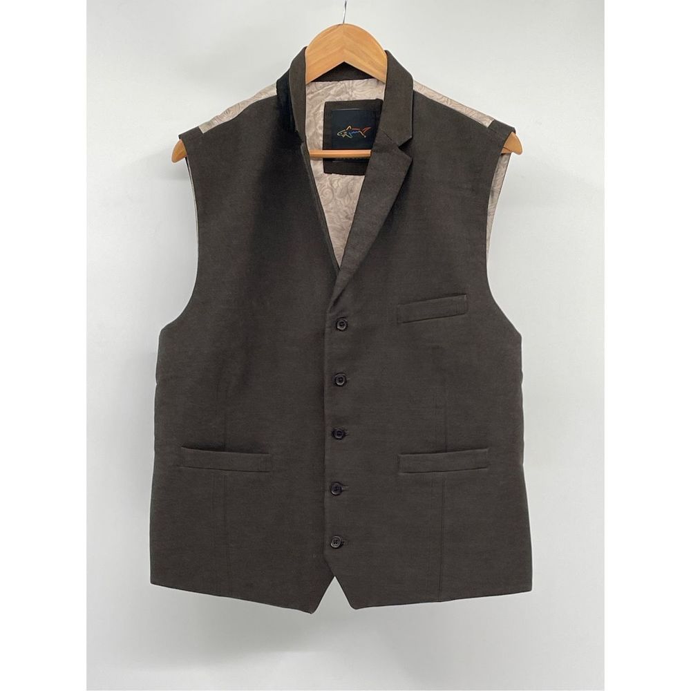 Greg Norman Waistcoat‎ Suit Vest Men Size 44 Brown Button Down